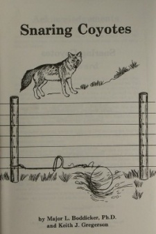 Major Boddicker's "Snaring Coyotes" Book